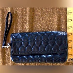 Black hearts clutch purse.